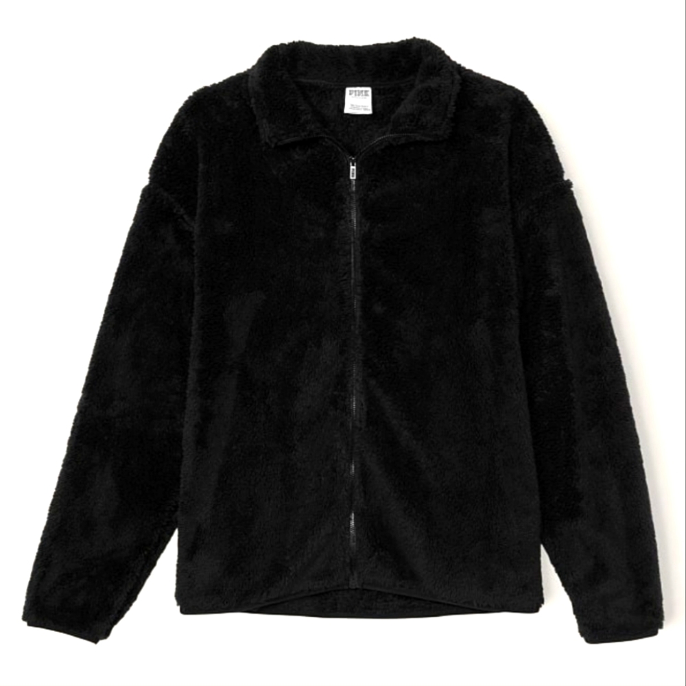 PINK VICTORIA'S SECRET TEDDY FULL ZIP JACKET - Picture 1 of 5
